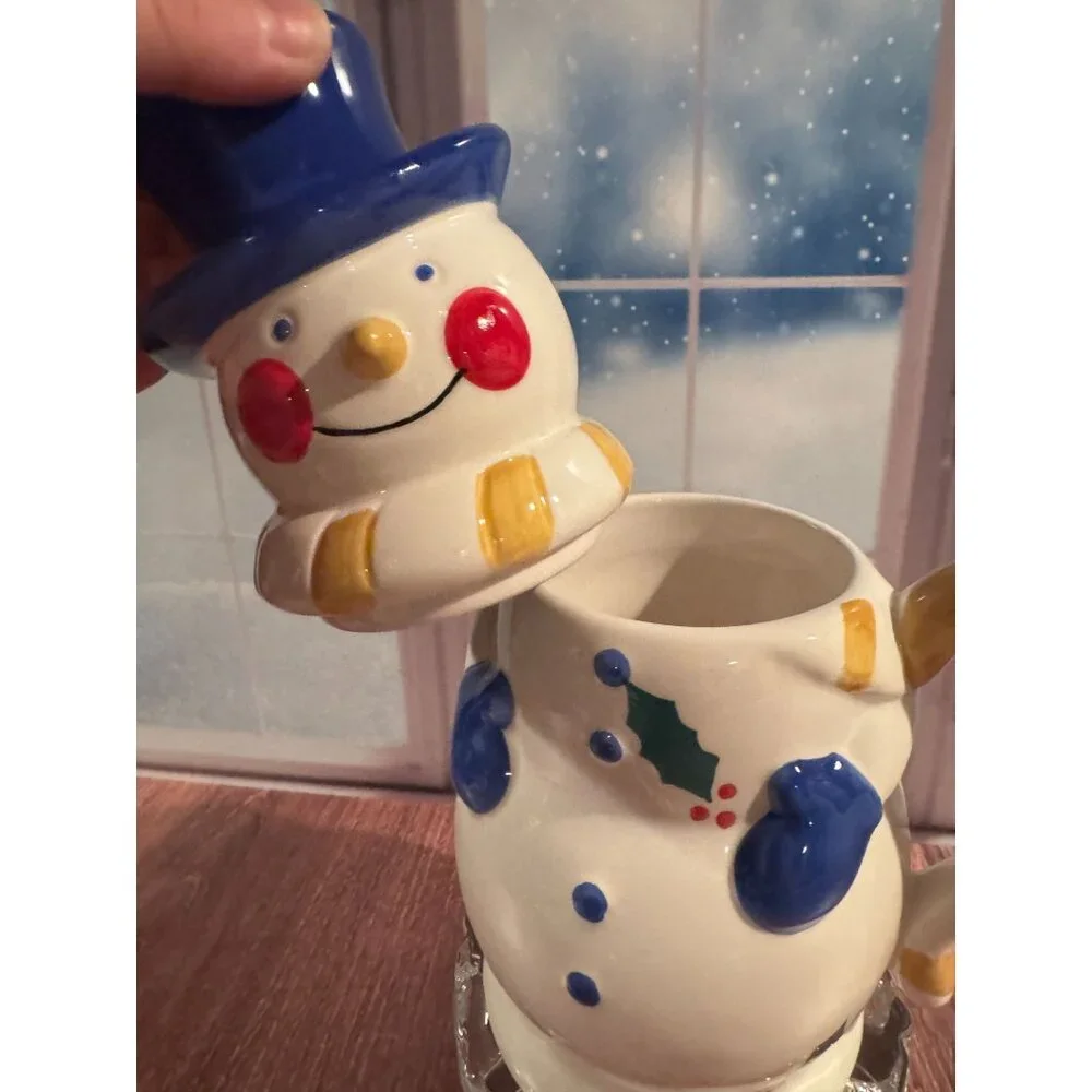 🎄 Temptations Santa & Snowman Tall Lidded Mugs – Perfect for Hot Chocolate!‎